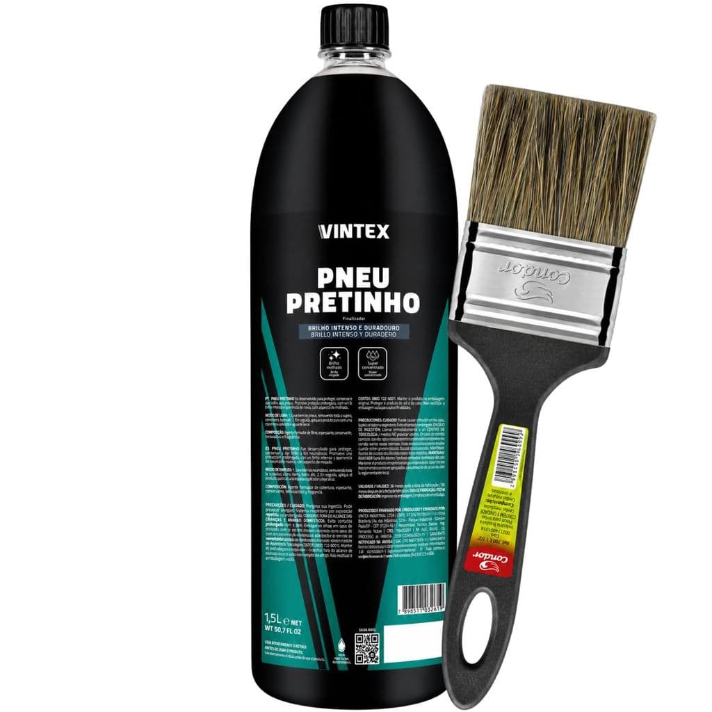 Kit Pretinho Vonixx 1,5L Para Pneus Brilho Intenso Pincel