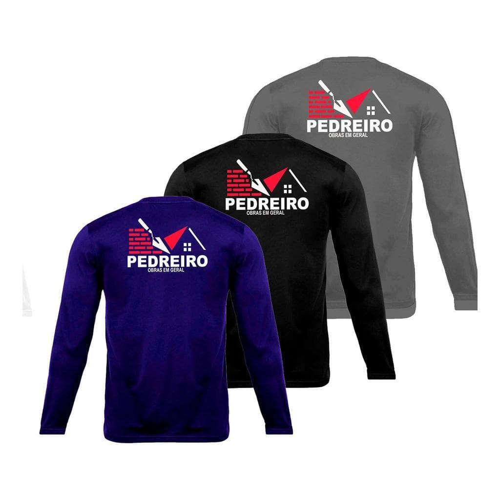 Kit 3 Camisetas De Pedreiro Trabalho Uniforme Profissional Térmica UV50+ Proteção Solar Blusa Camisa