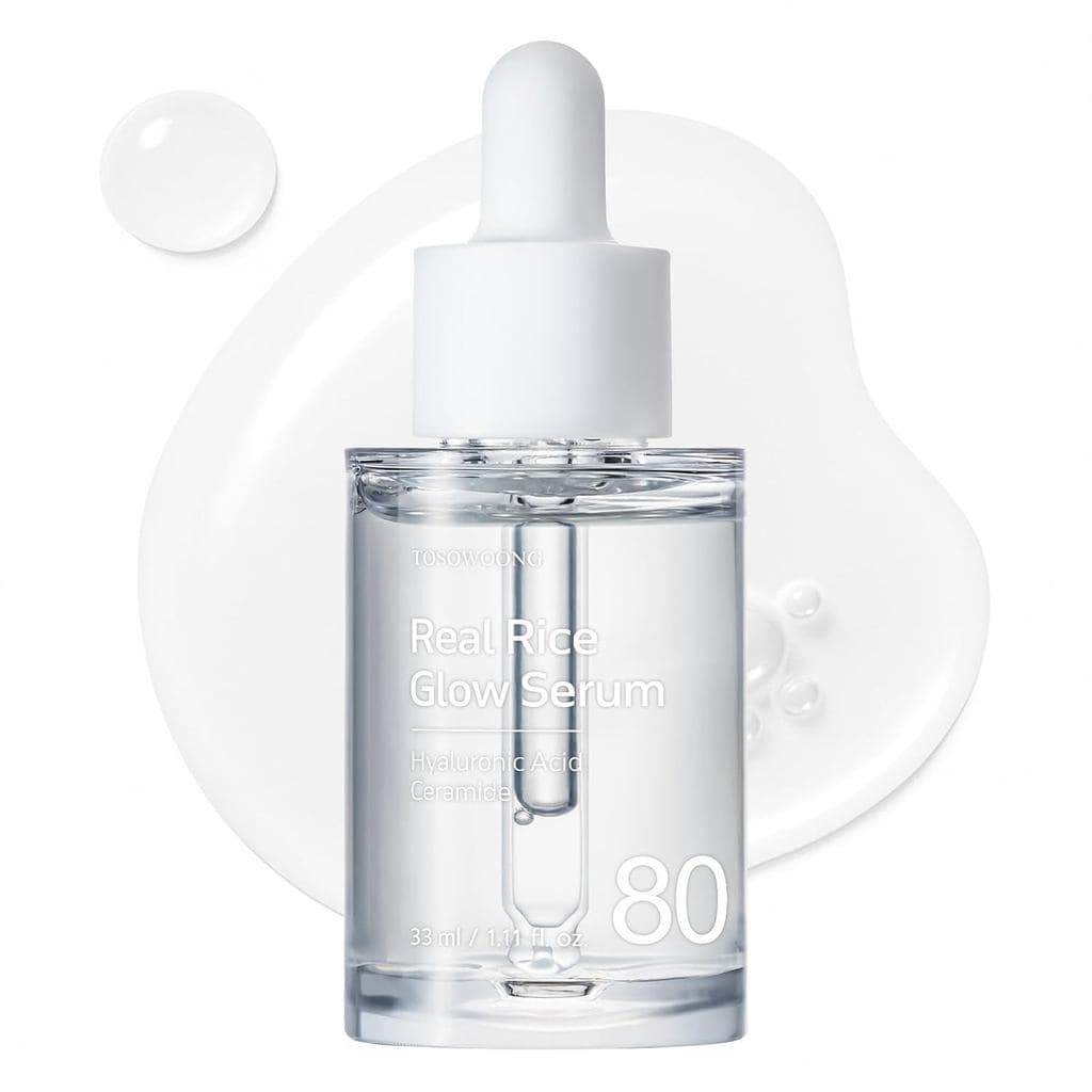 TOSOWOONG Real Rice Glow Serum com 80% de Água de Farelo de Arroz e Niacinamida para Manchas Escuras, Tom de Pele Irregu