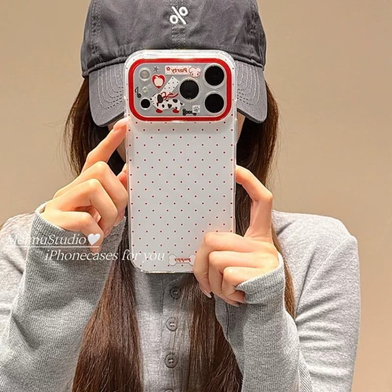 Huiwanju Simples Bolinhas Vermelhas Para iPhone 17pro Capa De Telefone Móvel iphone16promax/15/17/14/15pm/16 Camada Dupl