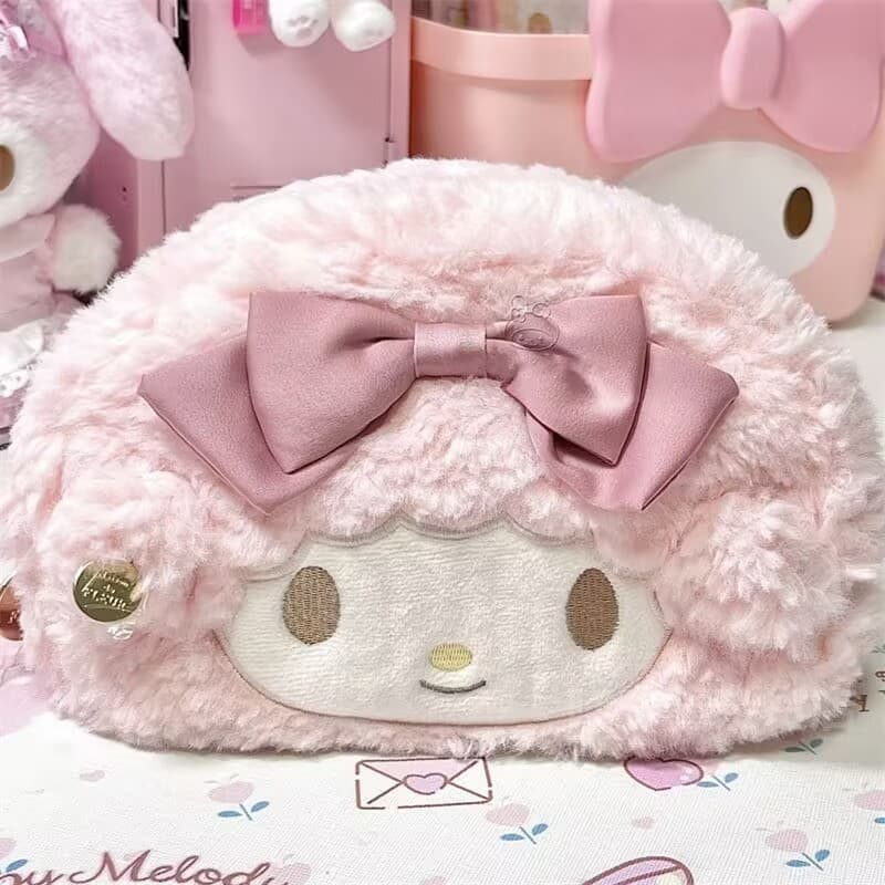 Bolsa de caneta de cordeiro estilo Ins, grande capacidade, laço de nicho bonito, coração de menina, caixa de papelaria d