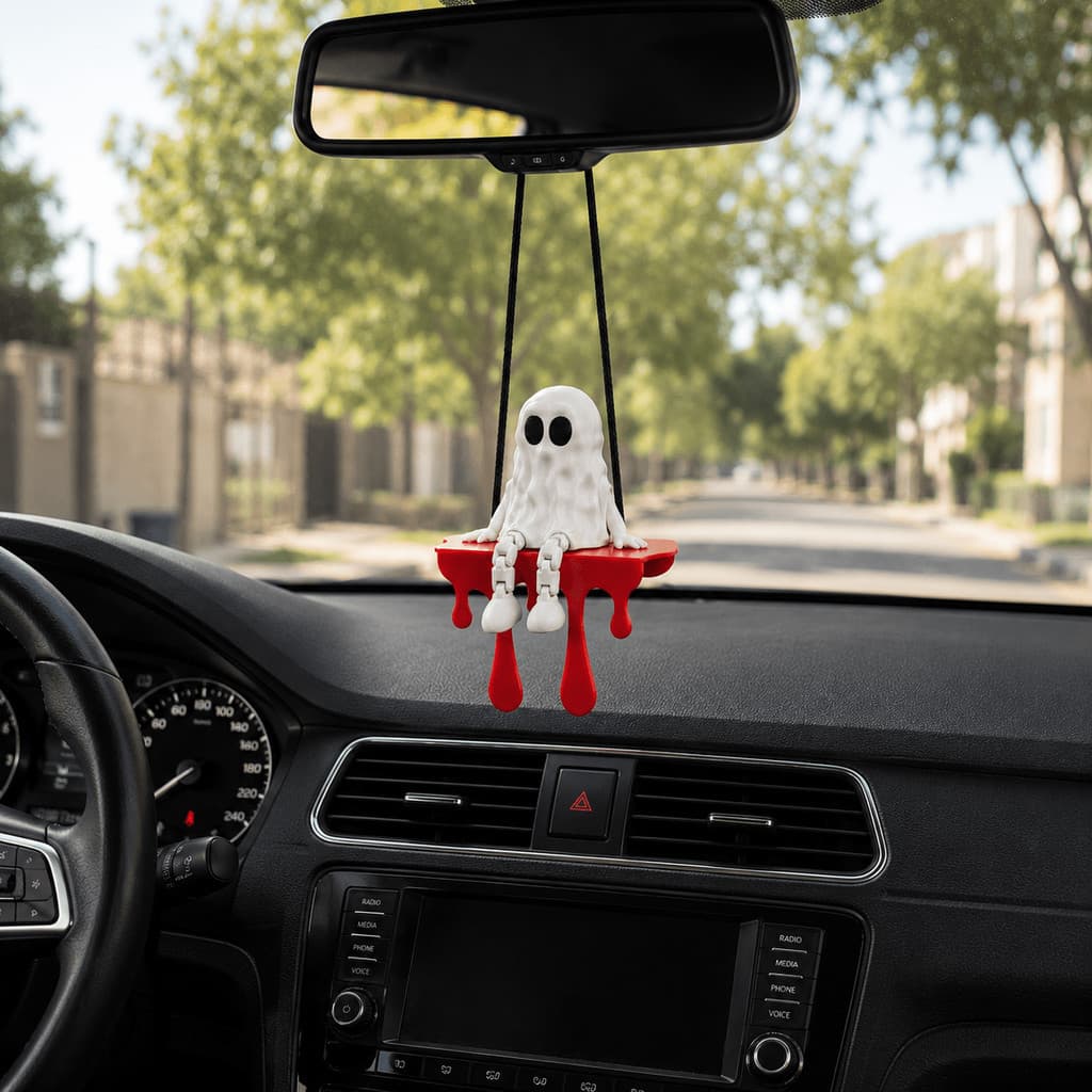 Fantasma de Retrovisor Carro Fantasma e Ghostface Suspenso Pingente Decorativo Acessório Criativo para Interior
