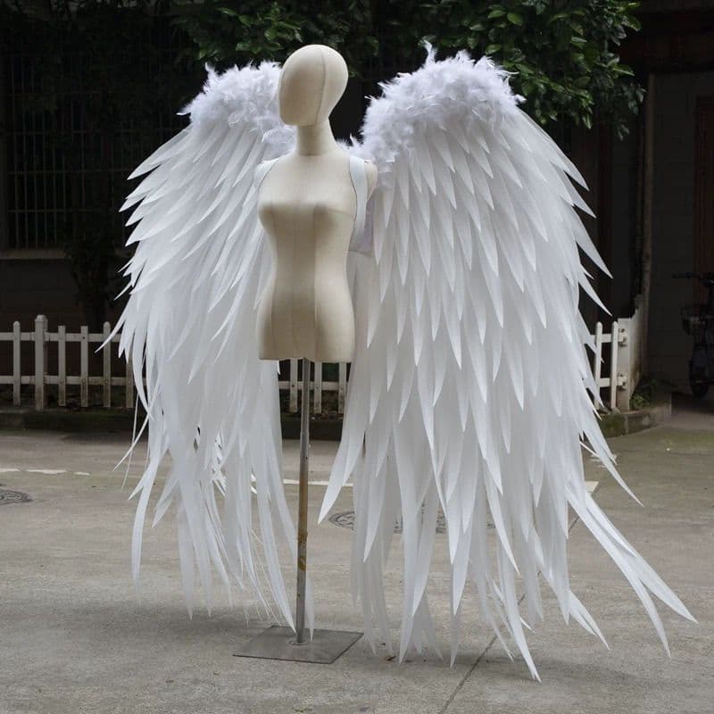 Fantasia de Cosplay de Halloween com asas de anjo de penas grandes, pacote de Material DIY feito à mão (produto não acab