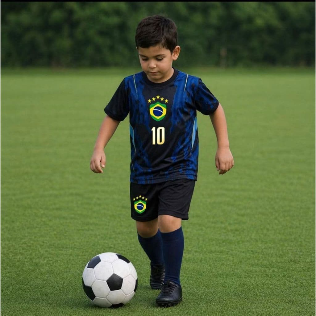 ENTREGA RAPIDA Kit Conjunto infantil Camisa e Short Bordados Brasil juvenil