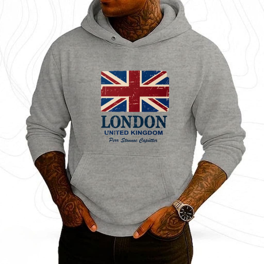 Moletom Masculino Capuz Bolso Canguru London Blusa De Frio Casaco Blusão Agasalho Blusão de Inverno