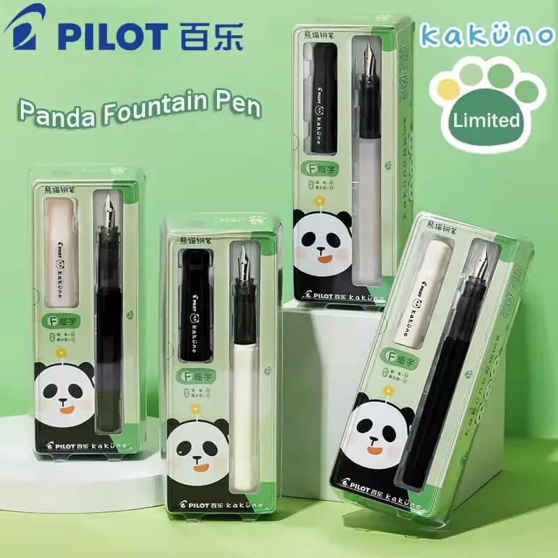 Caneta-tinteiro PILOT KAKUNO Edição Limitada Panda Smile com Ponta F, Saco de Tinta Substituível, Prática para Caligrafi