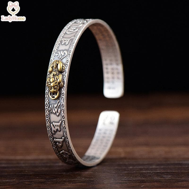 LADYH Personalidade Criativa Provérbios Coração Sutra Pixiu Pulseira Aberta Mulheres Homens Jóias Acessórios