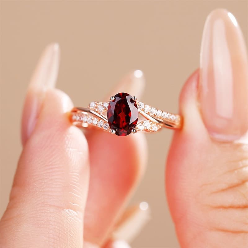 Elegante Simples Mulher Rosa Gold Cobre Rubi Vermelho Cristal Zircônio Anéis De Casamento Fashion Jewelry