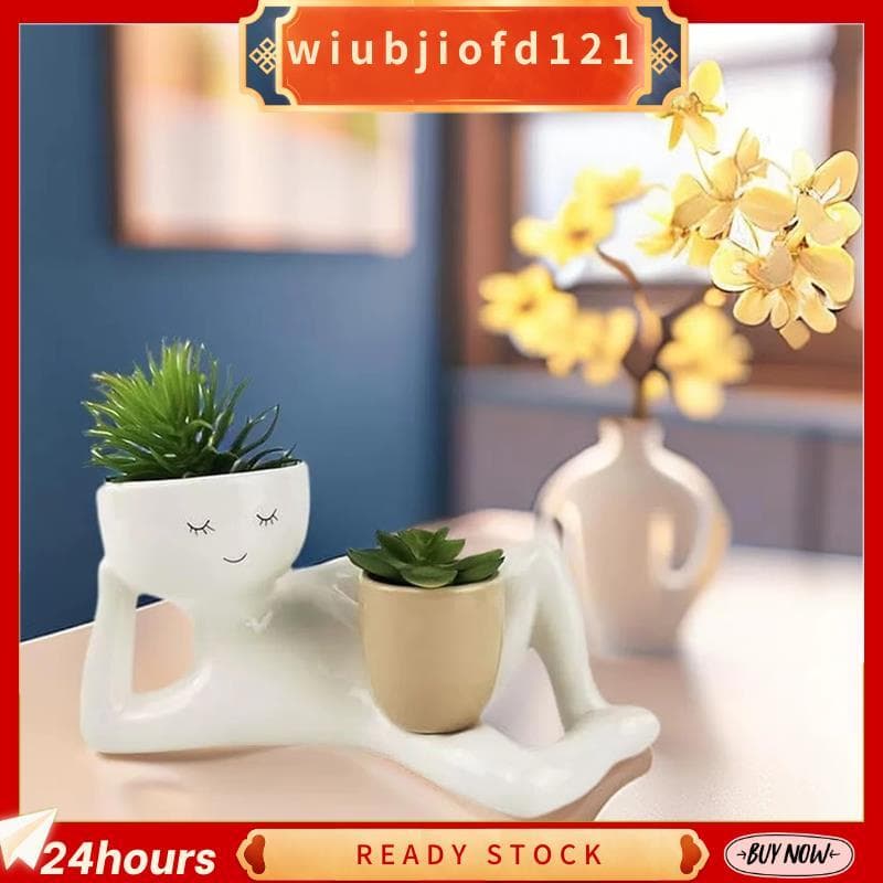 Preguiçoso Cara Plantador Resina Pequeno Personagem Vaso De Flores Deitado Figura Jardim