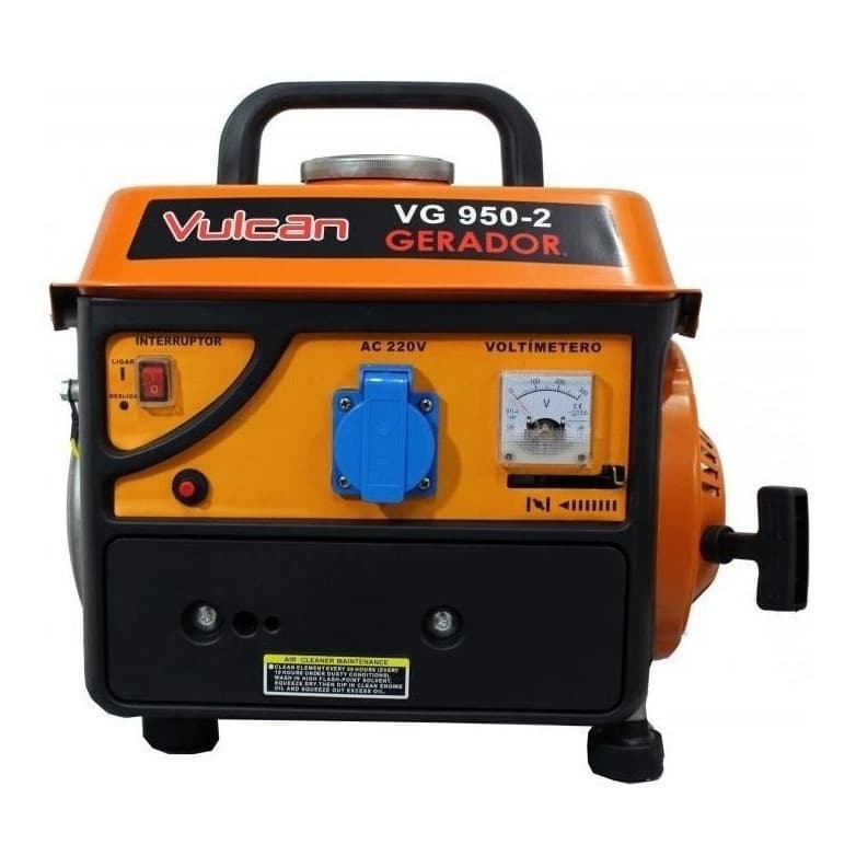 Gerador Portátil Vulcan VG950-2 950W Monofásico 220V Gasolina 11h Autonomia - Alta Performace e Qualidade