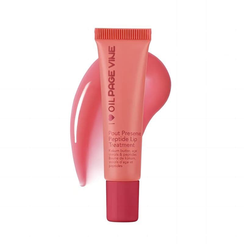 Pout Preserve Tratamento Labial Hidratante com Peptídeos, Tintura Labial Brilhante, Brilho Labial de Longa Duração, Óleo