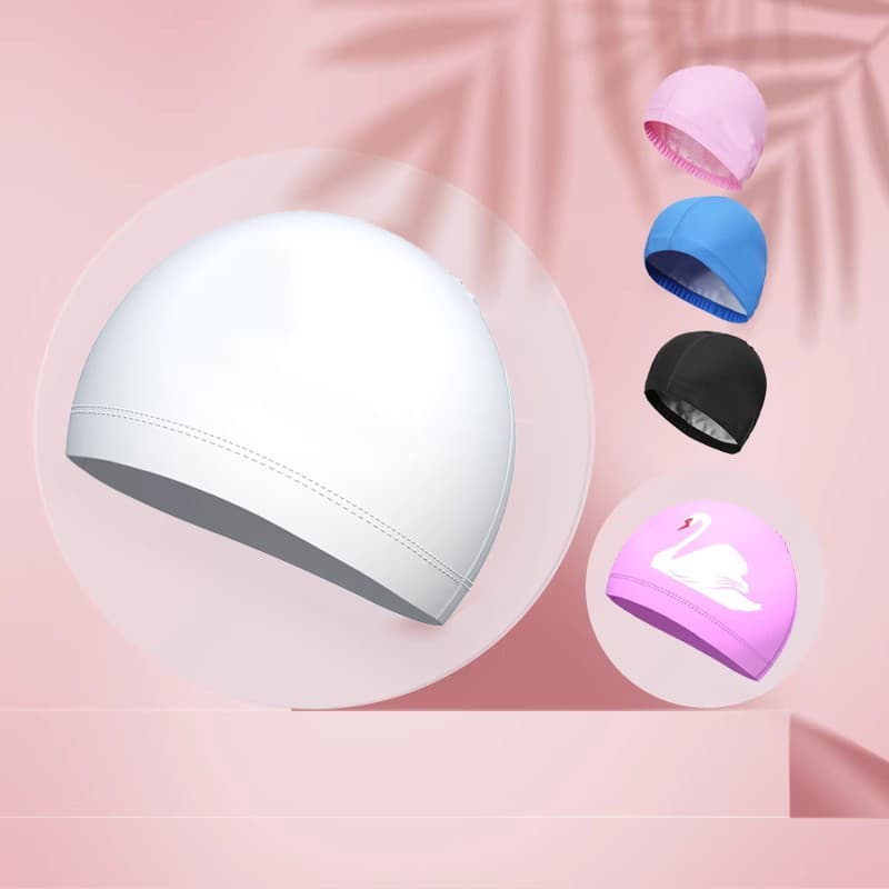 Moda cor sólida natação proteção de ouvido touca de natação adulto senhoras cabelo longo tamanho grande revestimento PU
