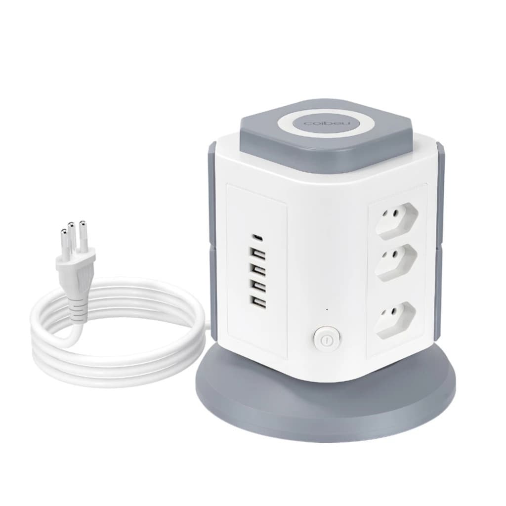 COIBEU Torre de Tomadas Branca 9+4+1 – 9 Tomadas + 4 USB ...