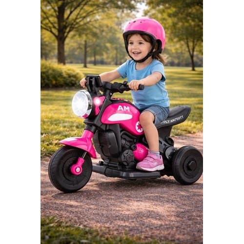 Mini Moto Elétrica Infantil Rosa Veículo Criança Bateria Segurança Velocidade