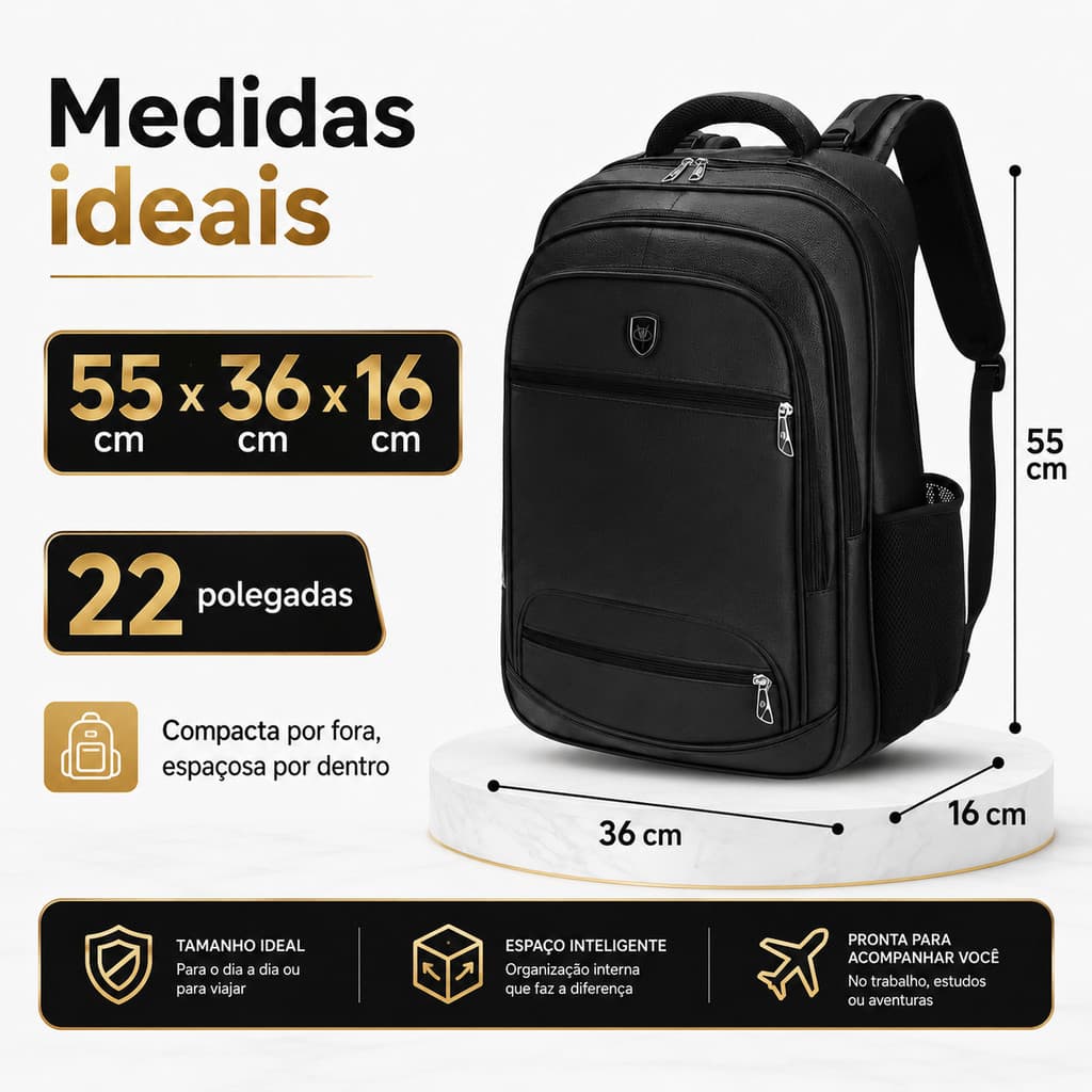 Mochila Executiva 22 Polegadas Grande Capacidade Para Trabalho Viagem Notebook YW-6066