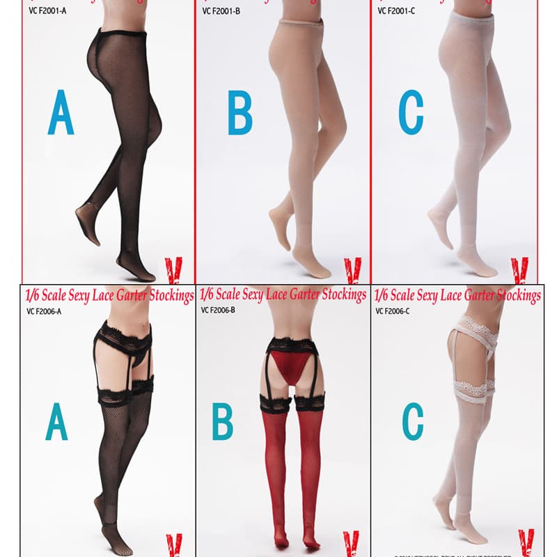 1/6 feminino soldado boneca usar cor de carne preto branco meia-calça meias rendas estilingue meia-calça coberta de borr