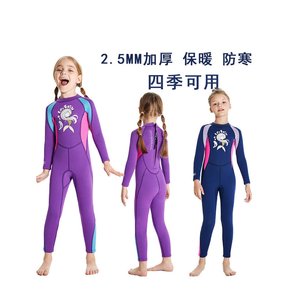 Novo estilo meninas maiô quente 2.5MM de manga comprida terno de mergulho de uma peça feminino natação mergulho engrossa