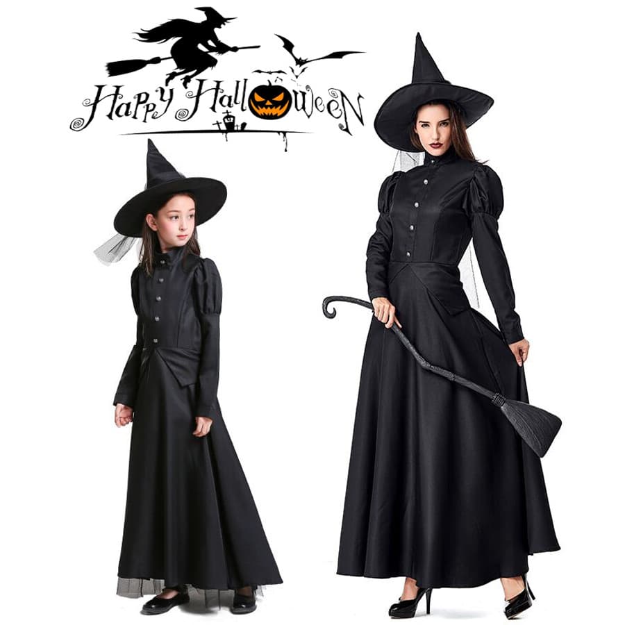 Adulto crianças bruxa cosplay Halloween bruxa traje o mágico de Oz bruxa cosplay pai-filho passarela traje