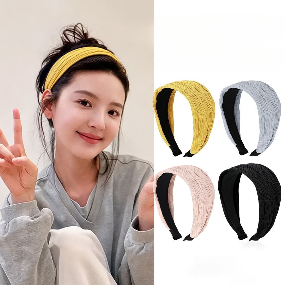 Moouga/novo estilo plissado listrado de aba larga bandana feminina High-End antiderrapante bandana cabelo pressionado A