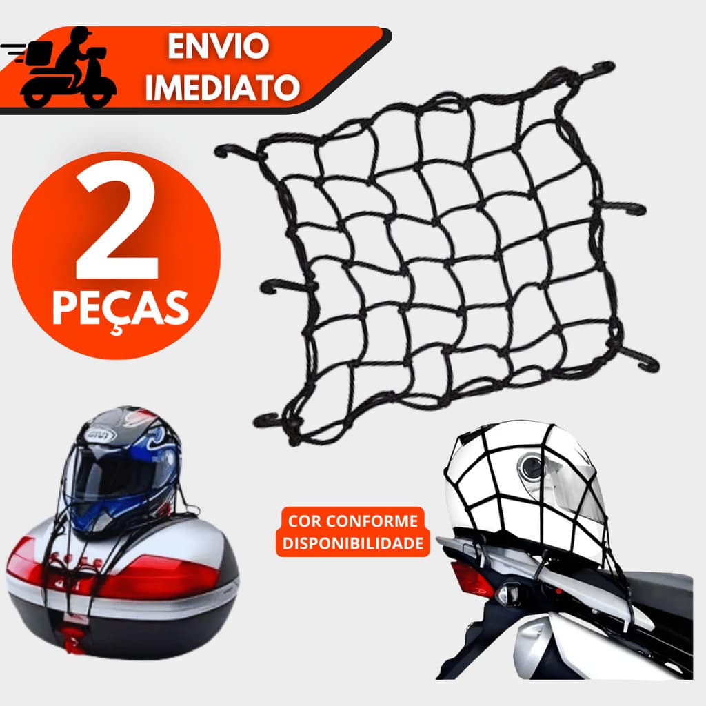 Kit 1/2 Redinha Elástica Aranha Moto 30×30 cm Porta Capacete Bagageiro