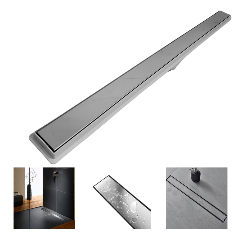 Ralo Linear 5x100 Seca Box Banheiro Inox 2 em 1 Oculto Coletor Cinza Saídas 40mm e Tela (5cm x 100cm)