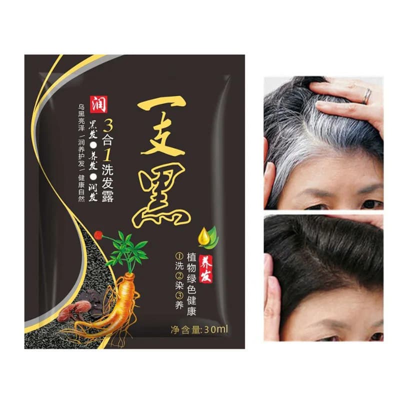 Extrato natural Chinês De Plantas E Ervas Três Em Um shampoo De Tintura De Cabelo Suave Inofensivo