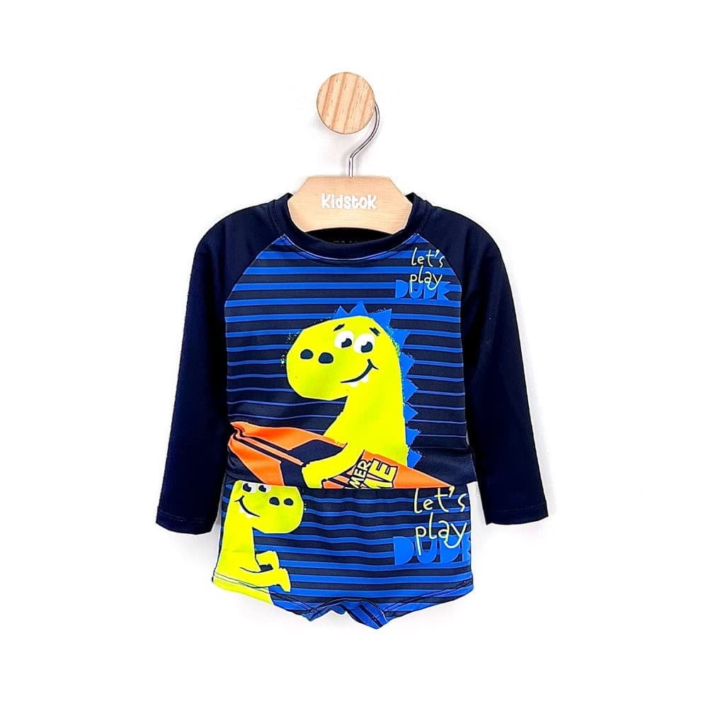 Conjunto Menino Camiseta Sunga Proteção UV Dino - Fakini