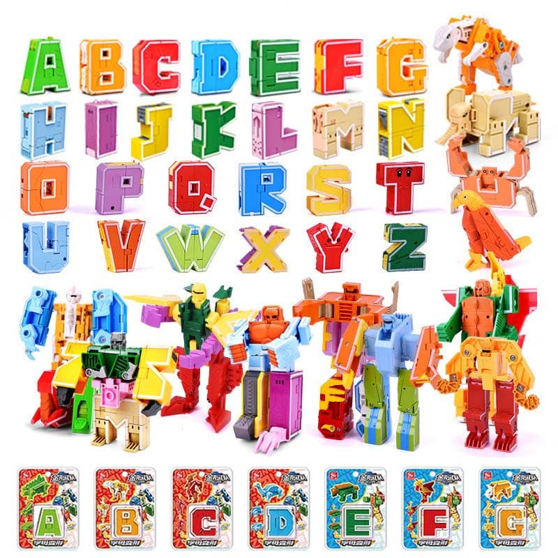 Novos Transformadores Robô Kong 26 Letras Montadas Blocos De Construção Quebra-Cabeça Infantil Brinquedo Conjunto De Pre