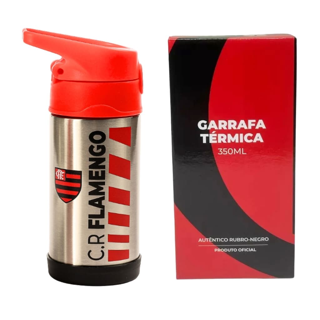 Garrafa Garrafinha Térmica Squeeze 350ml Aço Inox Para Temperatura Quente/Frio Flamengo Ideal Para Torcedores - Clio