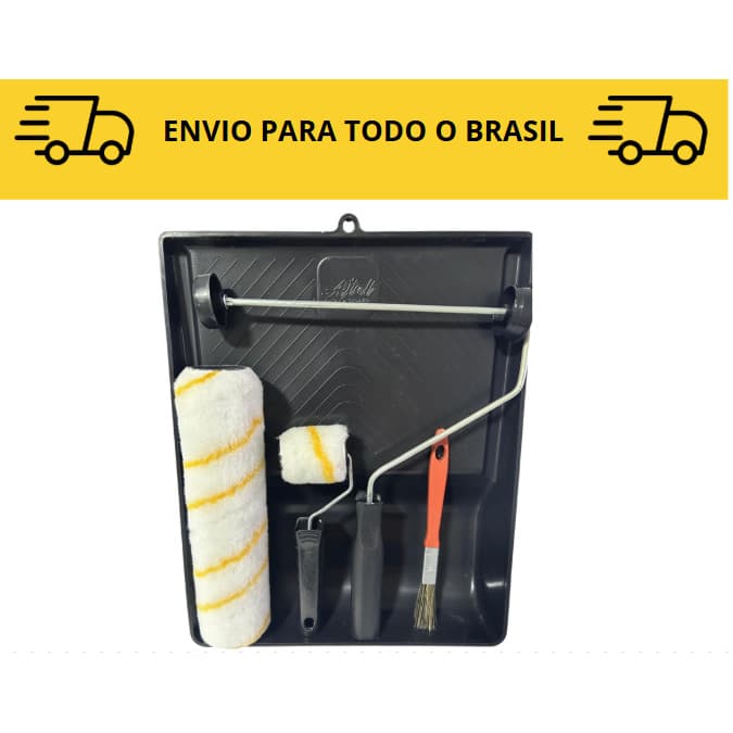 Peças Pintura Kit com 5  para Parede / Rolo 23cm/ Suporte / Bandeja / Pincel / Rolo 5cm