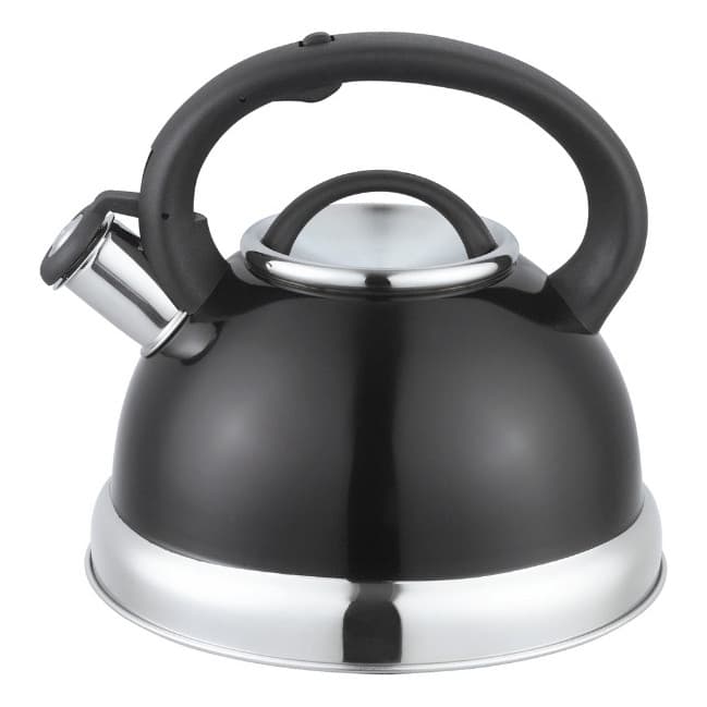 Chaleira Inox Com Apito 3l Fogão Gás Elétrico Vitrocerâmicos Cor Preto