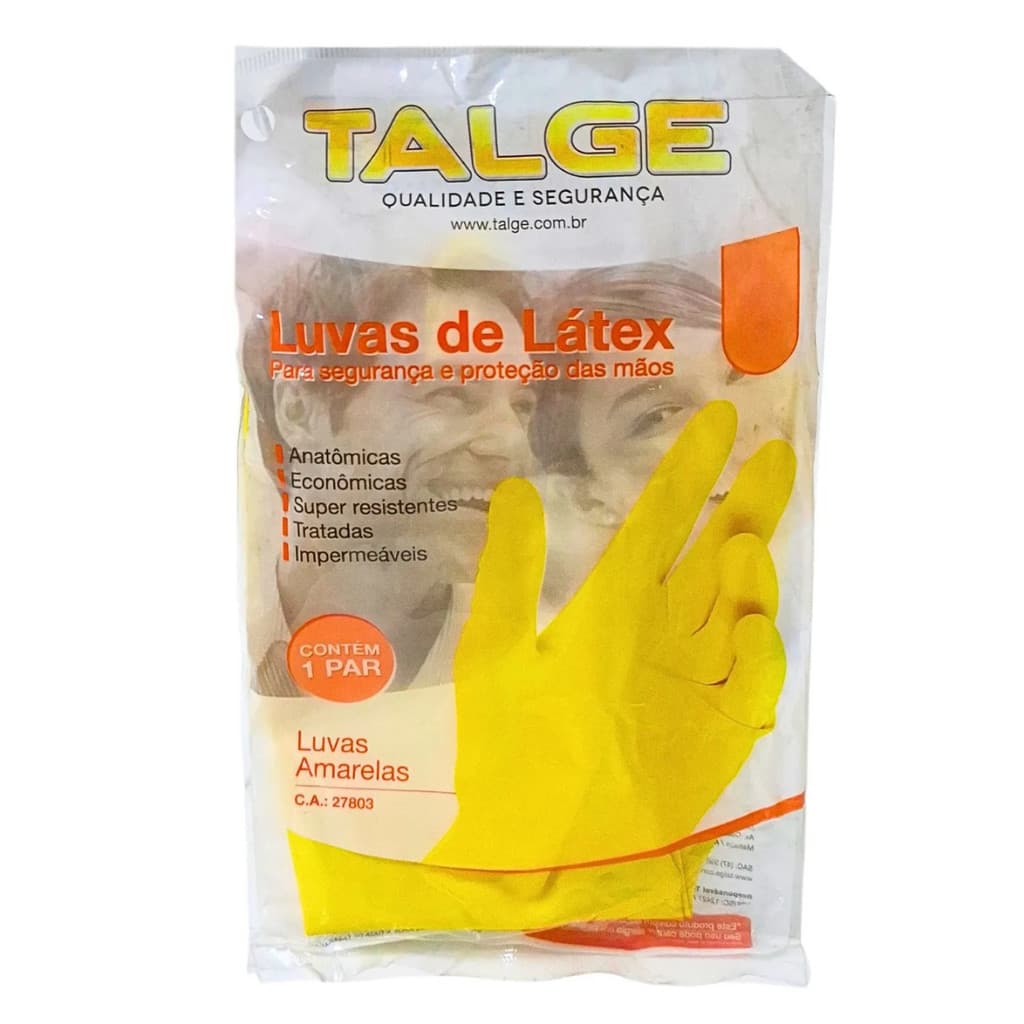 50PCT LUVAS LÁTEX MULTIUSO TALGE AMARELA C 1 PAR