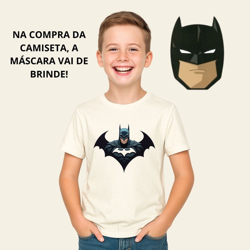 Camiseta infantil opção presente de natal crianças com mascara de brinde batman blusa algodão Camisa