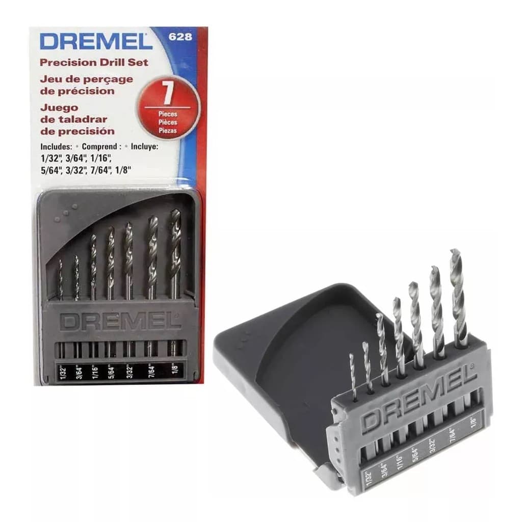 Jogo de Brocas Aco Rapido para Micro Retifica 0.8mm a 3,2mm 7 Pecas Dremel 628 - 26150628AE