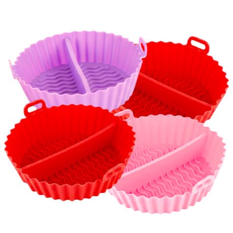 Kit 4 Forma Silicone Air Fryer Fritadeira Forno Microondas Assadeira Antiaderente Flexível Divisória