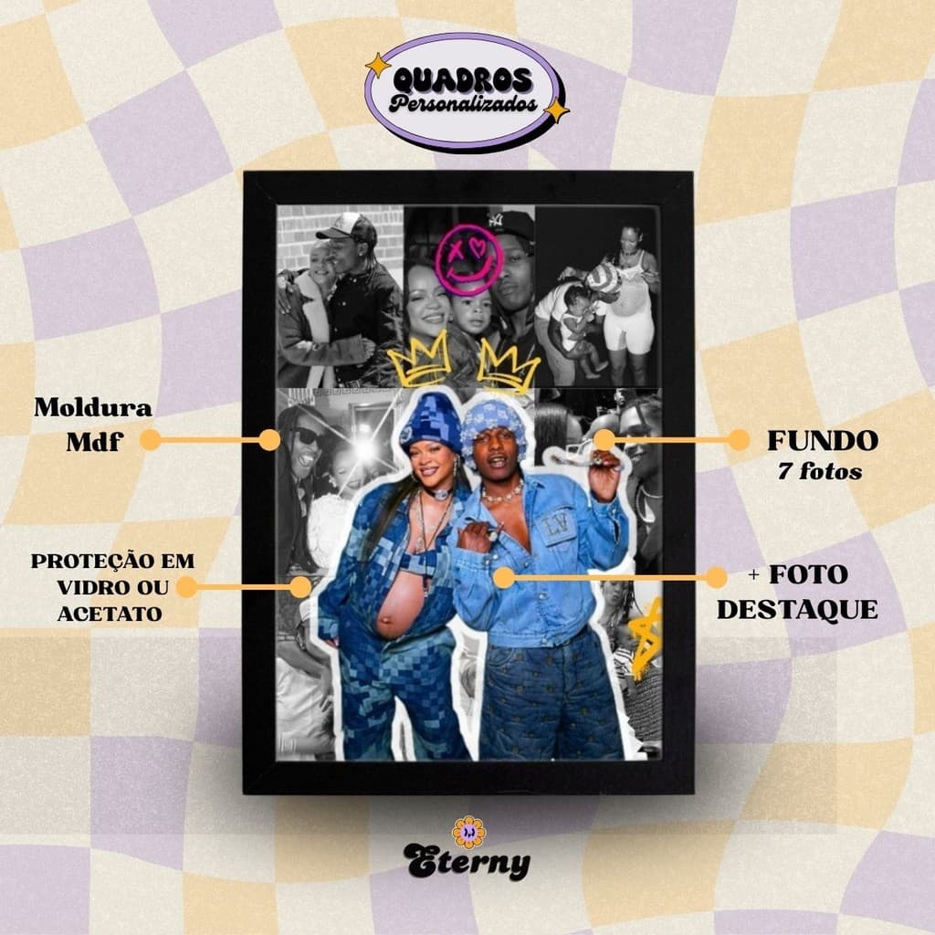 Quadro Personalizado Grafite Moldura em Madeira