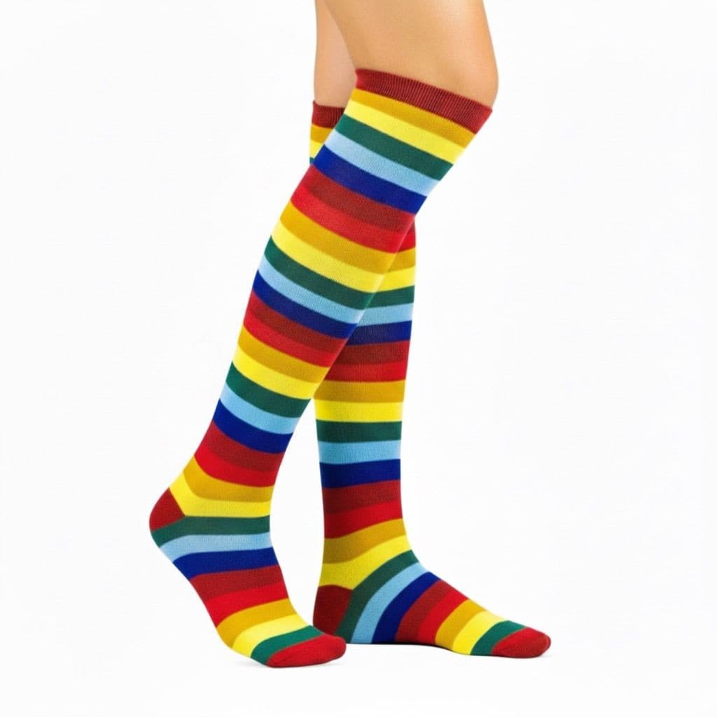 Meia 3/4 Longa ou curta tamanho 34-40 Listrada Cano Alto Colorida Arco Iris Adulto - BESTMIX