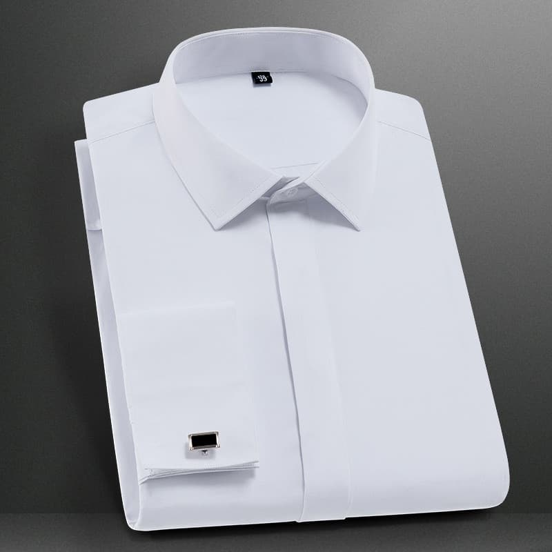 Camisa Clássica Masculina Com Punho Francês , Manga Comprida , Sem Bolso , Smoking Botões , Festa Formal De Casamento