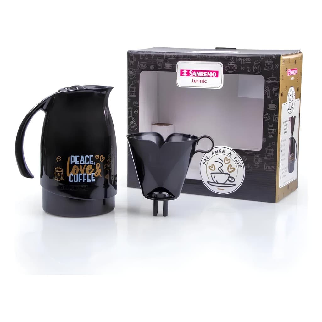 Kit Garrafa Térmica Bule 700mL + Suporte Filtro Café Sanremo Chá Café