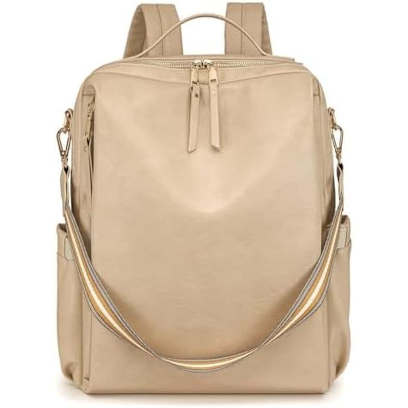 Mochila Feminina De Couro PU Para Laptop , Bolsa De Ombro Viagem De Negócios Com Compartimento-Trabalho Multifuncional (