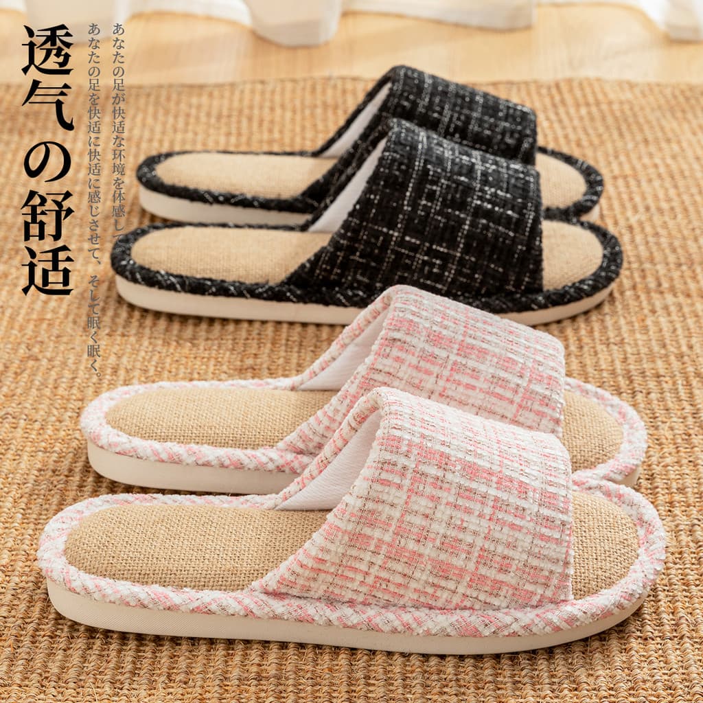 Ridani quatro estações chinelos de linho feminino interior casa mudo antiderrapante juta algodão linho chinelos masculin
