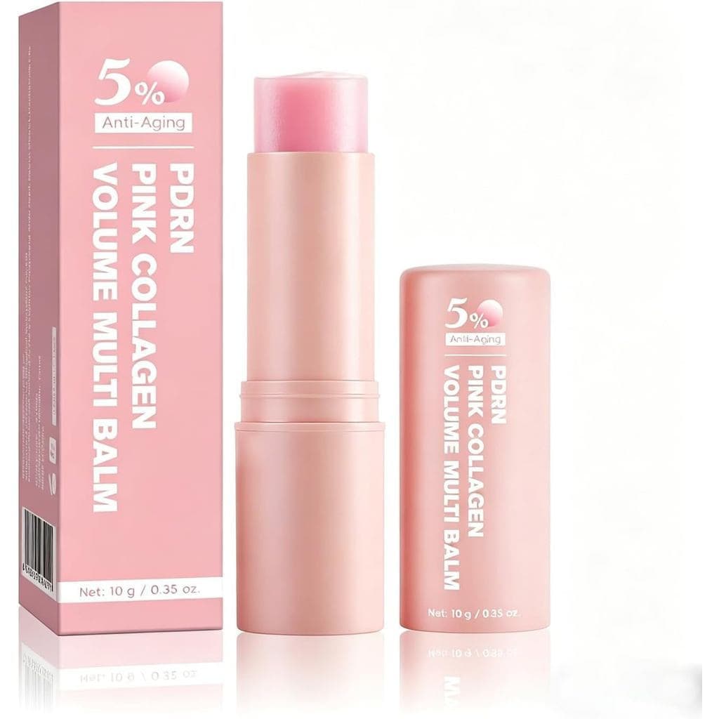 Bálsamo Multiuso de Colágeno para Rosto e Lábios - Bastão Hidratante e Volumizador, Alivia Linhas Finas e Rugas, Bálsamo