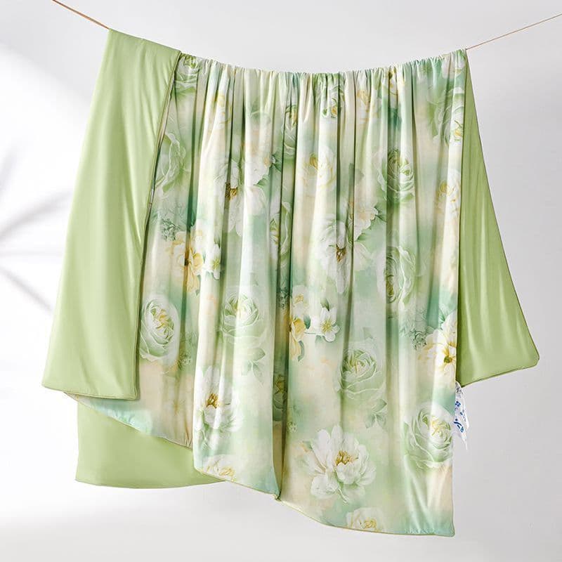 Colcha fresca de seda verão, colcha dupla de ar condicionado, seda gelada, colcha de verão, lavável à máquina, dormitóri
