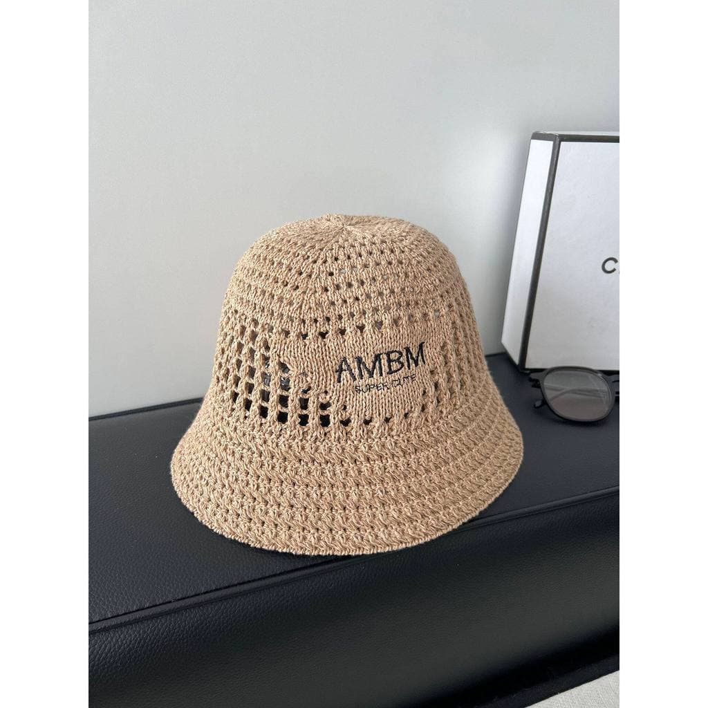 Estilo coreano primavera verão oco carta bordado respirável balde chapéu feminino Casual temperamento viagem pára-sol mo