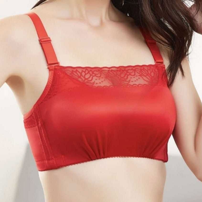 Betty Sutiã 1908 Reunião Sem Fio Copo Médio Grosso Três Trespassados Tubo Top Cueca Renda Ajustável Tipo B Copo