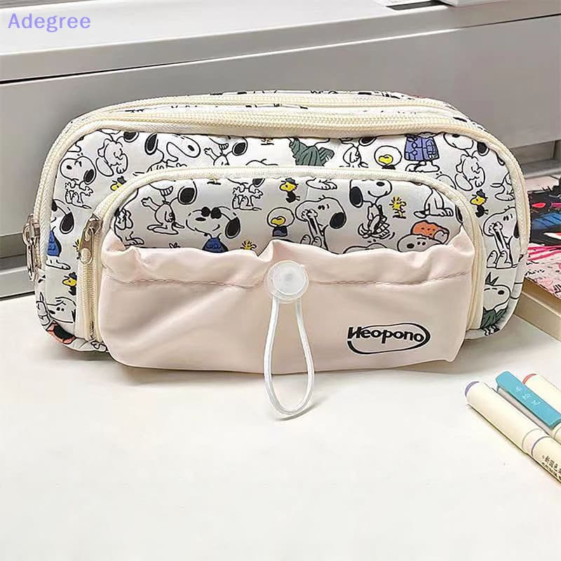 Estojo de lápis fofo para crianças Adegree, estojo de lápis Snoopy com alça de ombro, bolsa grande com desenho animado.