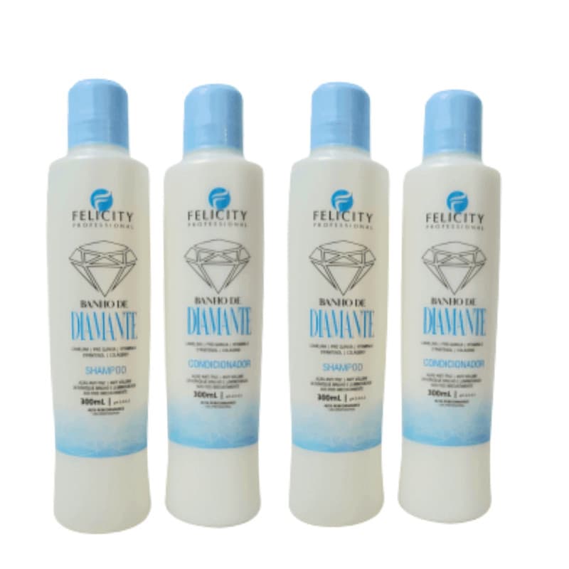 2 Kit Banho de Diamantes Shampoo e Condicionador Antifrizz