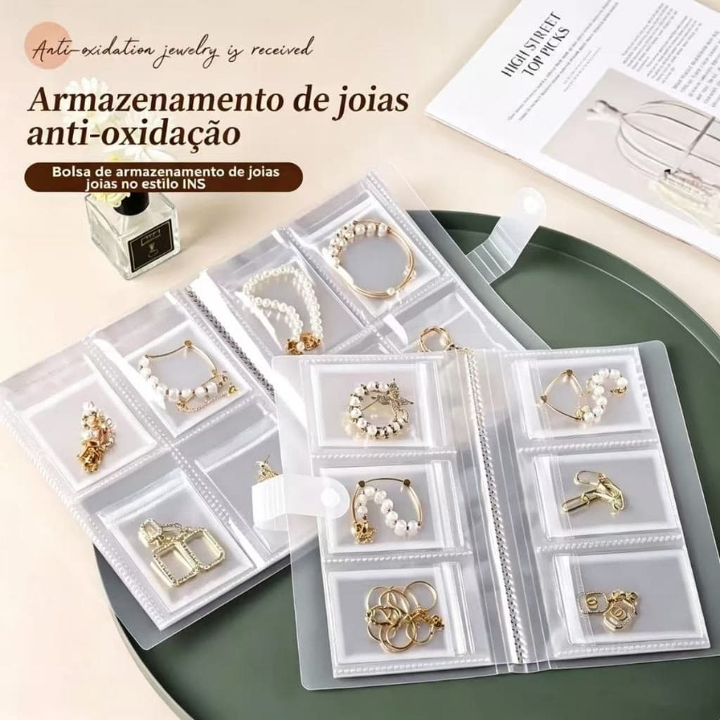 Livro de armazenamento transparente transparente, joias, brincos, armazenamento, Anti-oxidação, estilo ins, atmosfera si