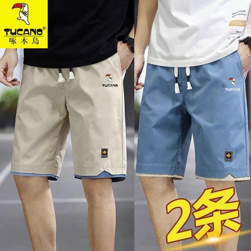 Woodpecker Shorts masculino verão gelo seda estilo fino exterior Wear de secagem rápida solto calças de basquete cinco p
