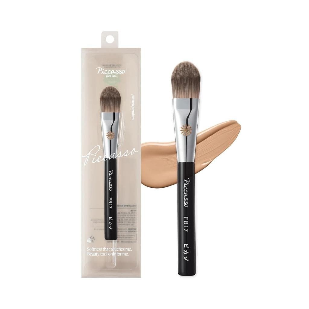 Pincel de Maquiagem FB17 – Pincel Macio para Base Líquida e em Creme, Cerdas Curvas para Maquiagem Facial Suave e Impecá